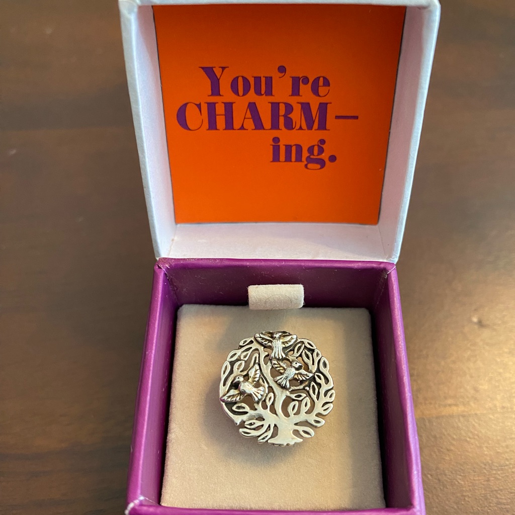 Lori Bonn Sterling Silver Vintage Birds In Garden Slide Charm